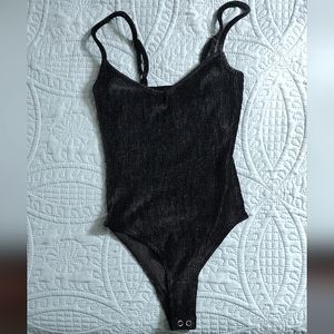 NWT Forever 21 ribbed black velvet bodysuit
